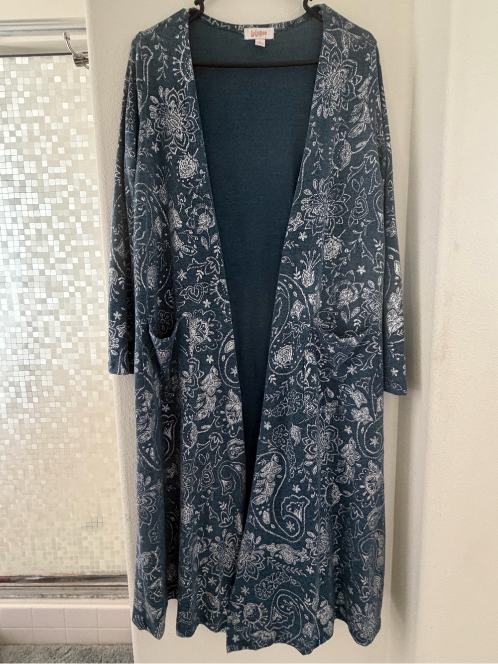 LuLaRoe Blue Paisley Open-Front Long Cardigan